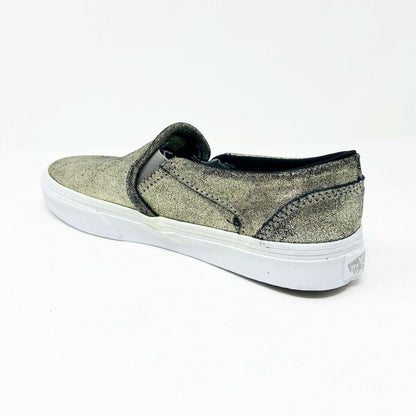 Vans Asher (Metallic) Gold White Womens Classic Slip On Casual Shoes