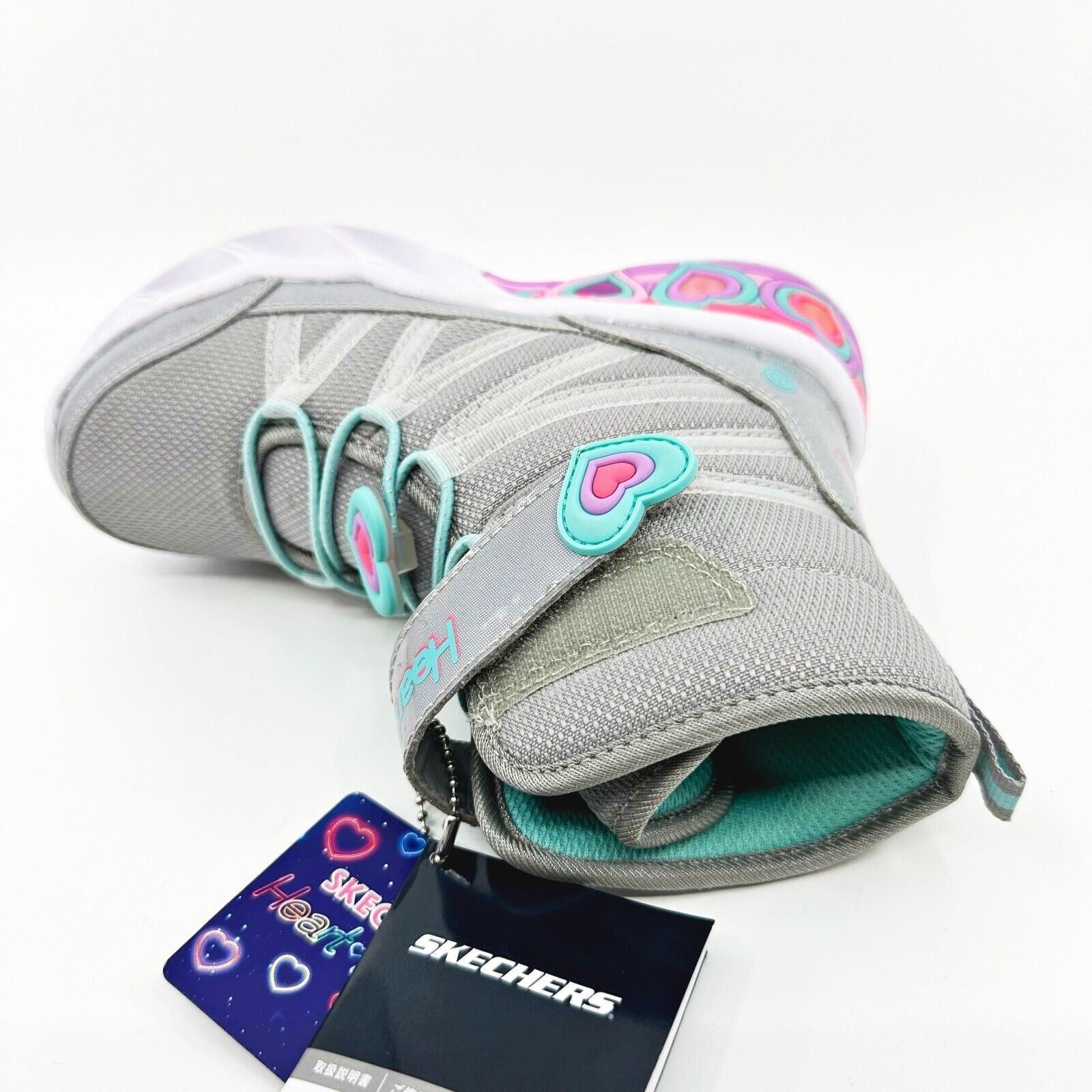 Skechers S Lights Sweetheart Lights Love To Shine Gray Aqua Kids Girls Size 11