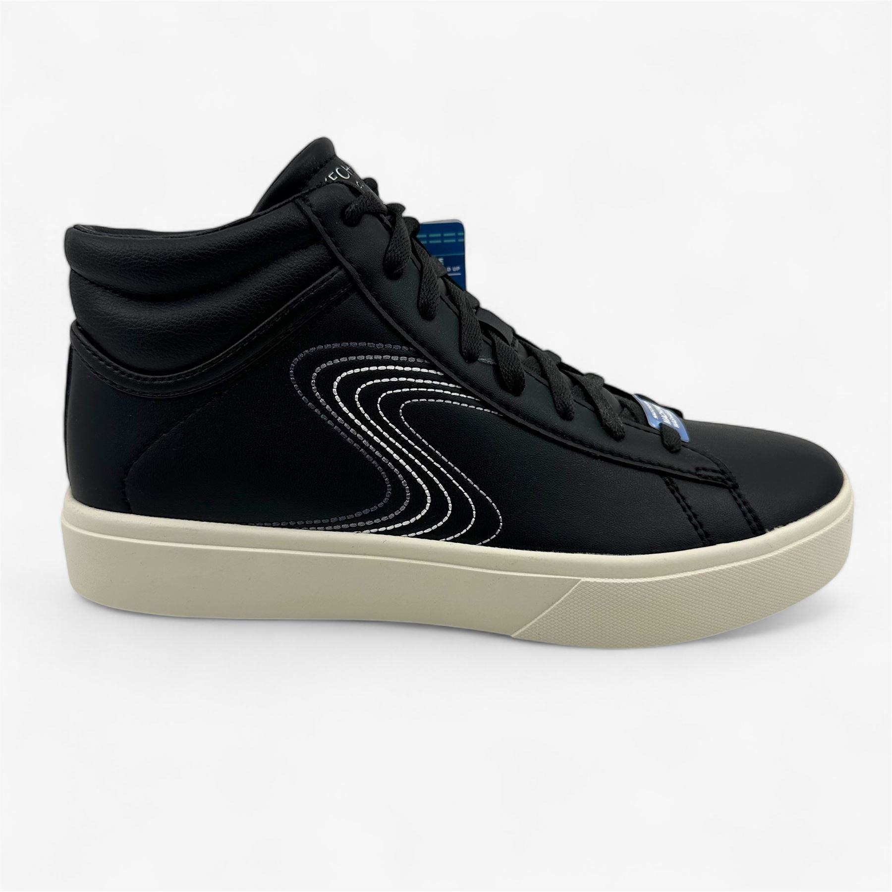 Skechers Eden LX Fancy Threads Black White Womens Court Classics Sneaker