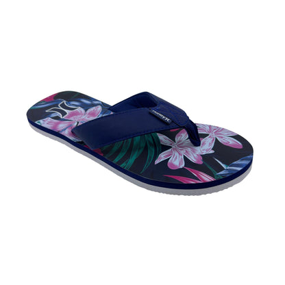 Hurley Logo Navy Floral Green Mens Sandal Pool Beach Flip Flop