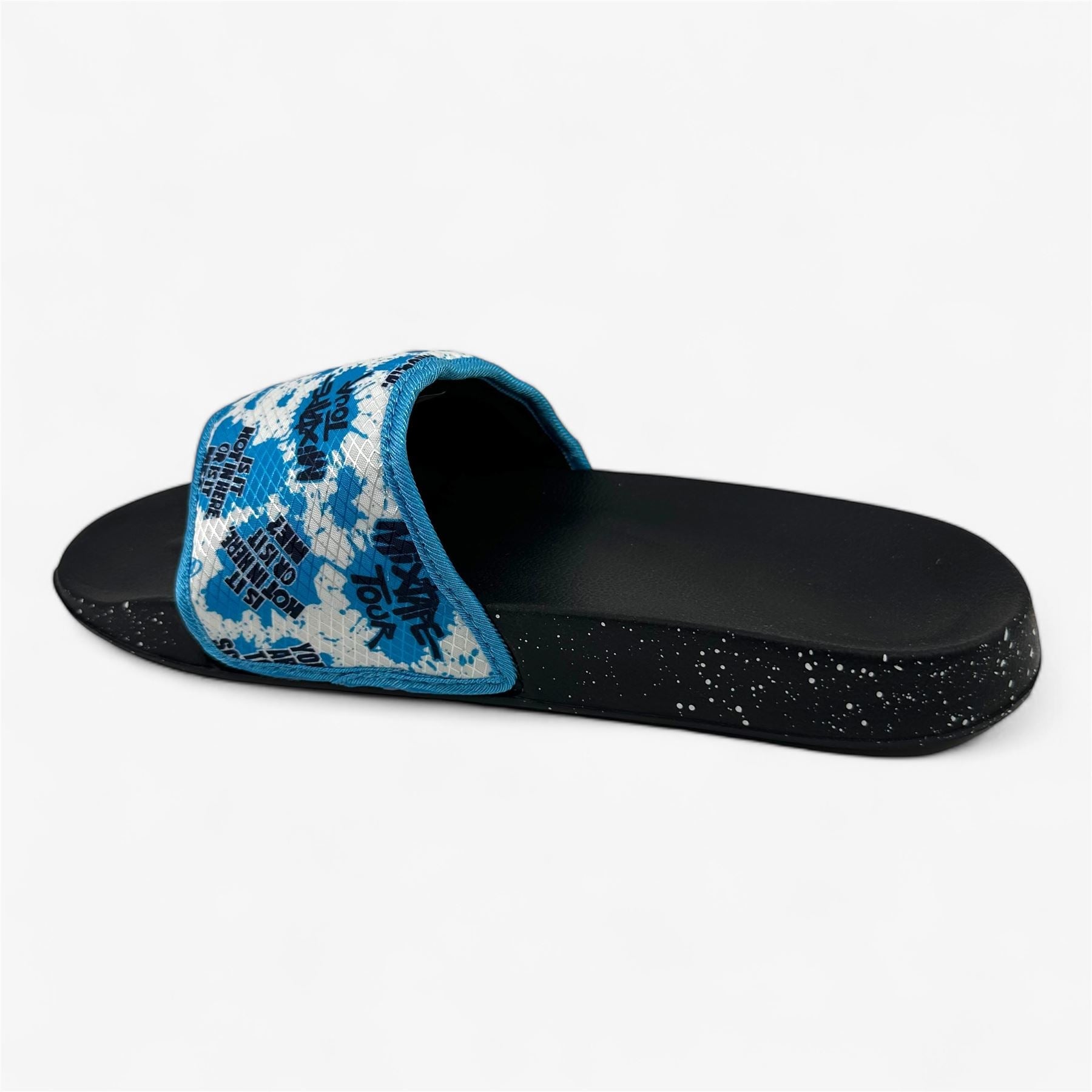AND1 Shatter Black Light Blue White Mens Sandal Slide