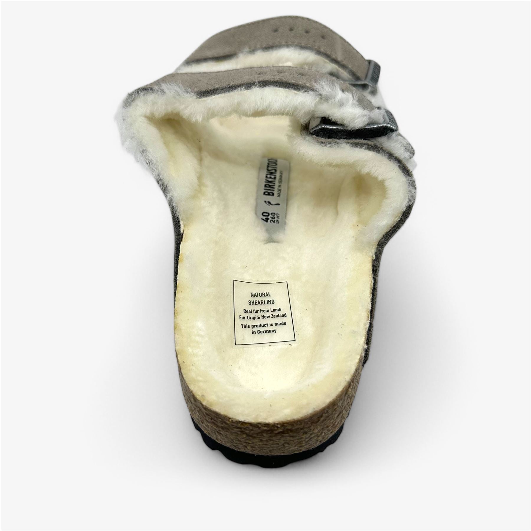 Birkenstock Arizona Shearling Stone Coin Womens Casual Soft Footbead Clog