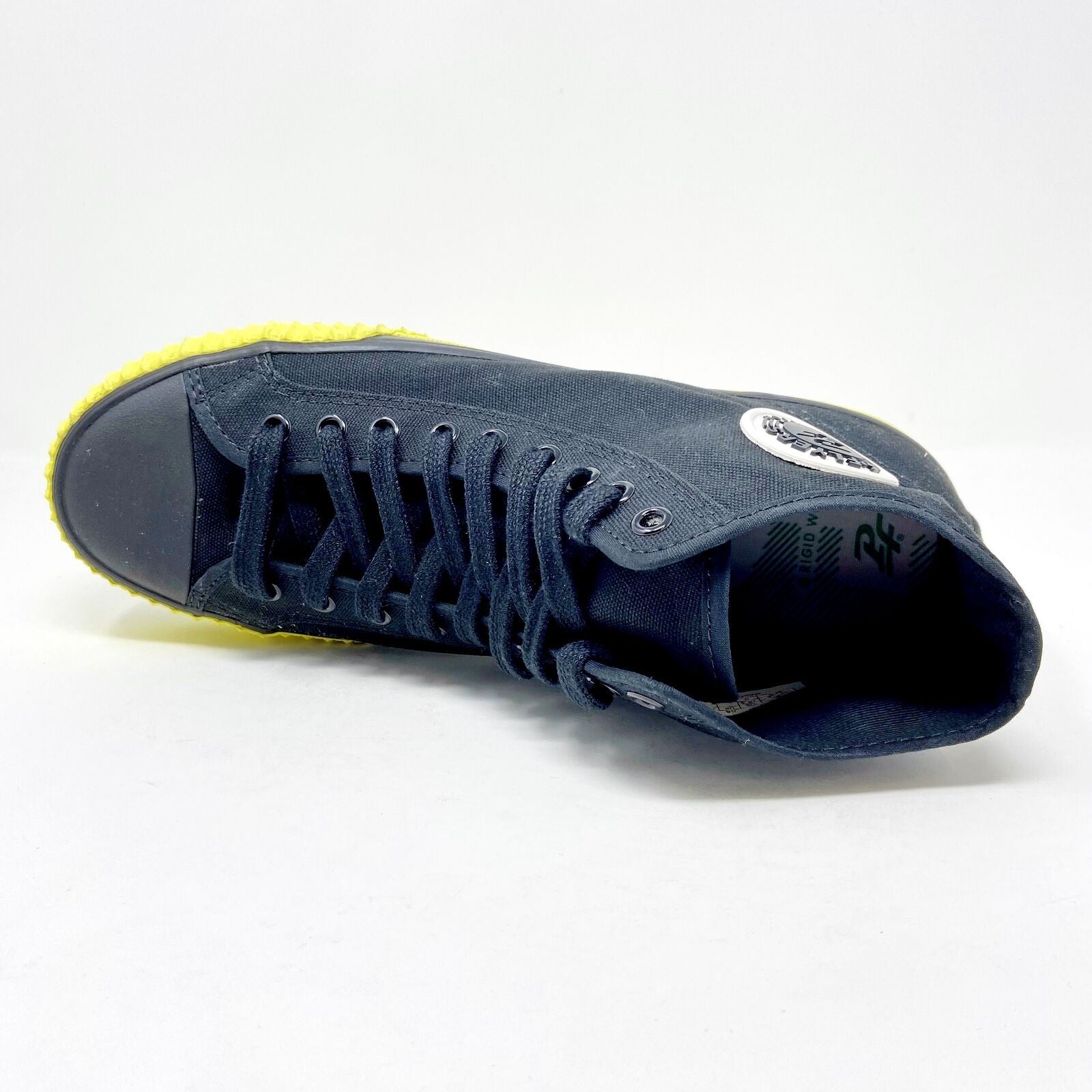 PF Flyers Center Hi Black Yellow Womens Retro Casual Shoes PM12OH1T