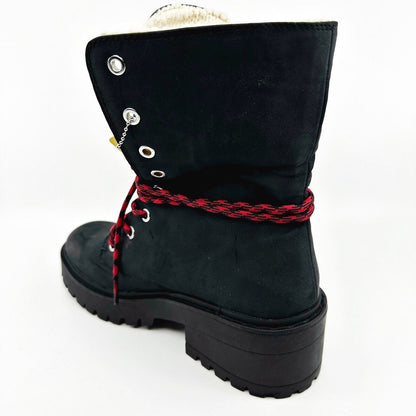 Skechers Teen Spirit Knit Buzz Black Natural Womens Size 6.5 Tall Foldable Boots