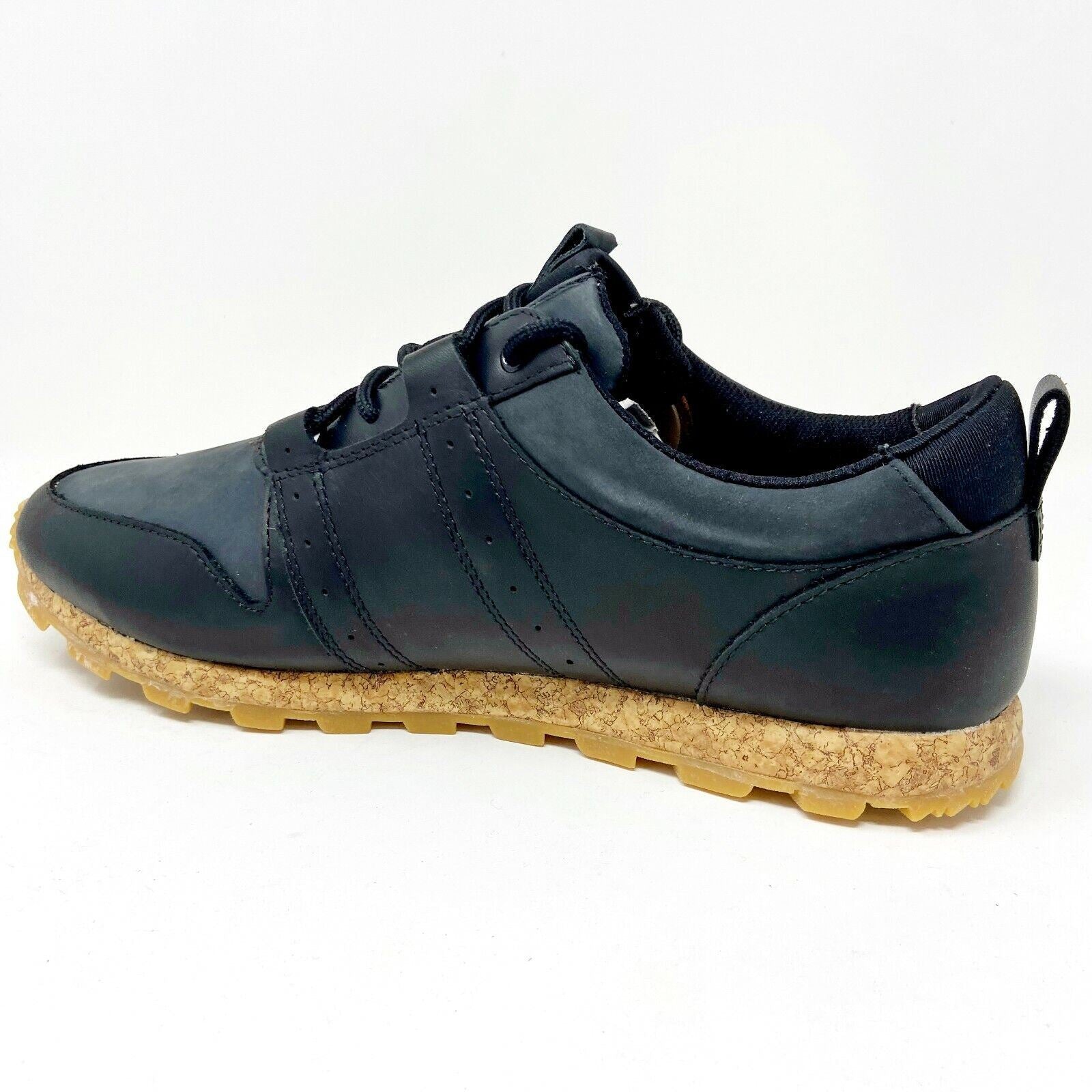 Clae Mills Black Leather Mens Casual Sneakers
