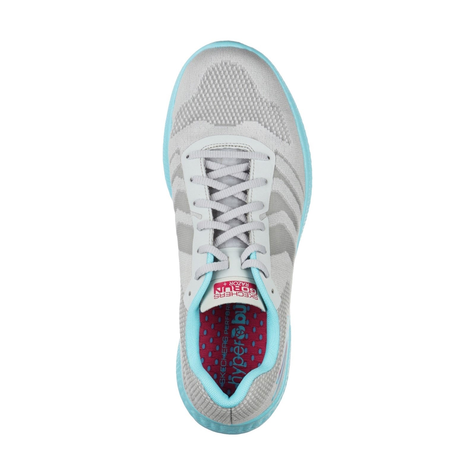 Women's Wide Fit Skechers 130001  Go Run Razor + Sports Trainers - Grey/Aqua/Pink